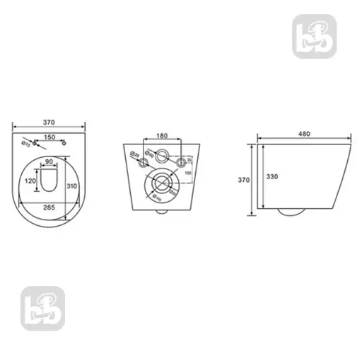 Набір інсталяційний: JESS Rimless унітаз підвісний, сидіння Slim slow-closing, IMPRESE i8120 інсталяція для унітазу 3в1, клавіша хром Pan - фото 2