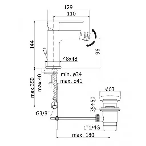 Смеситель для биде Paffoni черный матовый Elle EL 135 NO, Черный матовый - фото 2
