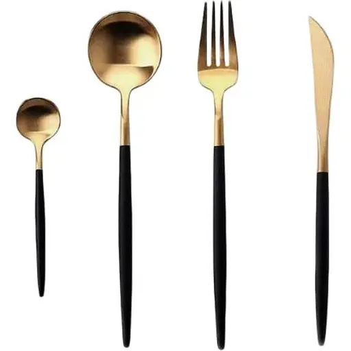 Набор столовых приборов A-Plus Cutlery set Gold на 1 персону 4 предмета Золотой - фото 1