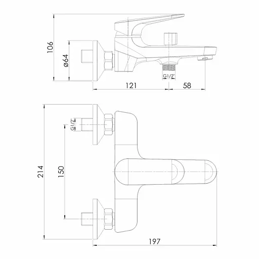 Змішувач для ванни Volle Franco хром 1541.030101 Хром - фото 2