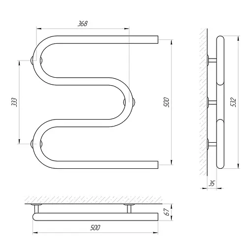 Полотенцесушитель Laris Змеевик 32 РС3 500x500 71207200, Хром - фото 2