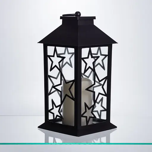 Ліхтар новорічний декоративний 14×14×30 см підвісний з LED підсвічуванням Чорний CR-3-2 Yiwu - фото 5