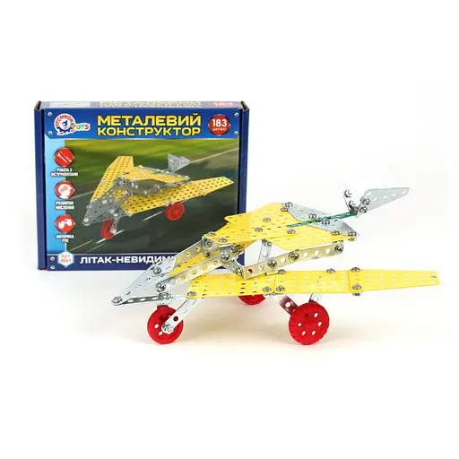 Дитячий Конструктор металевий "Літак-невидимка" ТехноК 4869TXK, 183 деталі - фото 3