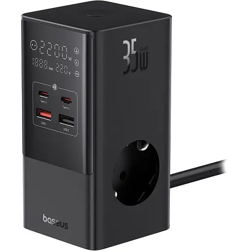 Сетевое зарядное устройство для Baseus GaN PowerCombo Tower Digital PowerStrip 35W Black E00023606113-00 (150724) - фото 3