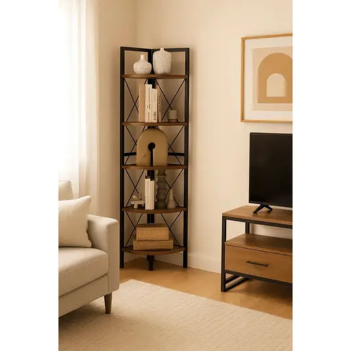 Етажерка Costway Signal кутова із металевим каркасом в стилі Loft - фото 2