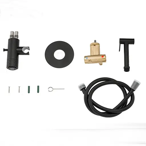 Набор гигиенического душа скрытого монтажа Gappo G7288-6 с крючком, черный, Черный матовый - фото 6