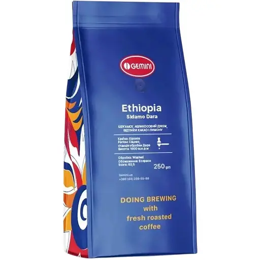 Кофе в зернах Gemini Ethiopia Sidamo Dara Washed 250 г - фото 1