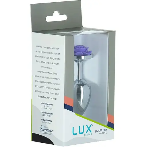 Металева анальна пробка Lux Active з трояндою - Rose Anal Plug - Purple - фото 7