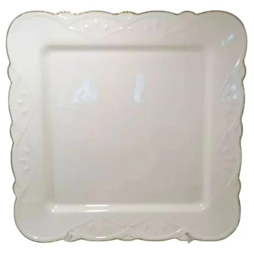 Тарелка квадратная 25 (см) фарфоровое плоское сервировочное блюдо для подачи Белый Yiwu 120-YH-HG002