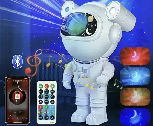 Ночник проектор звездного неба Астронавт X6636 с динамиком Bluetooth и пультом Таймер 5Вт Белый - фото 5