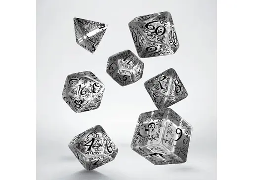 Набір кубиків Elvish Translucent & black Dice Set , 7 шт. (SELV07) - фото 2