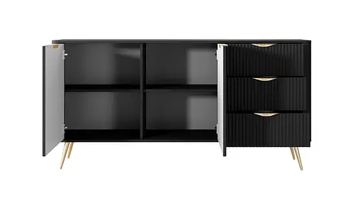 Комод Perfect Home Ланте / Lante 2-дверний з 3 шухлядами і золотими ніжками 2D3S/163 Чорний (PFH-091191) - фото 6