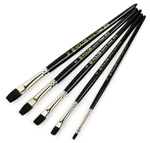 Пензель білка плоска Classic 3016 №2 коротка ручка Kolos - фото 3