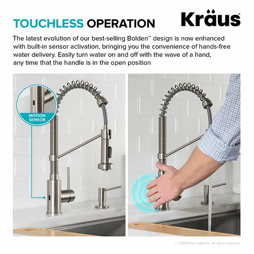 Змішувач для кухні сенсорний Kraus Bolden нержавіюча сталь KSF-1610SFS Нержавіюча сталь - фото 9