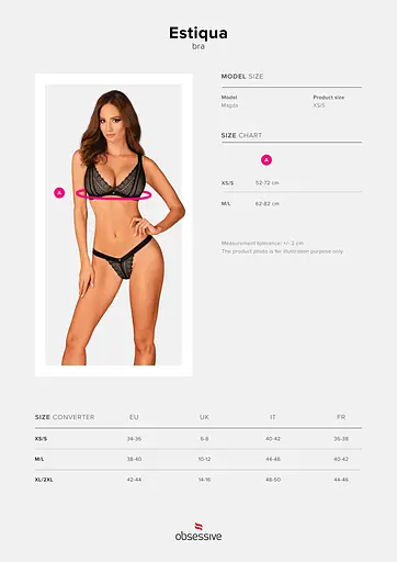 Бюстгальтер Obsessive Estiqua XS/S чорний - фото 8