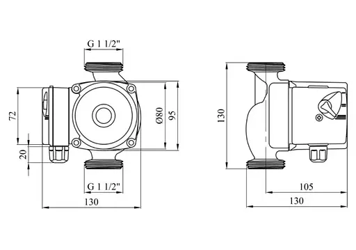 Циркуляционный насос Forwater 25/4-130 с гайками (CV018349) - фото 4