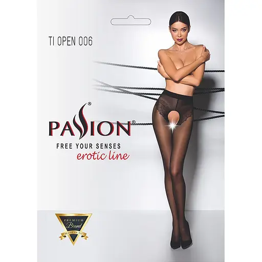 Эротические колготки Tiopen 006 nero (30 den) - Passion с вырезом имитация трусиков 1/2 - фото 5