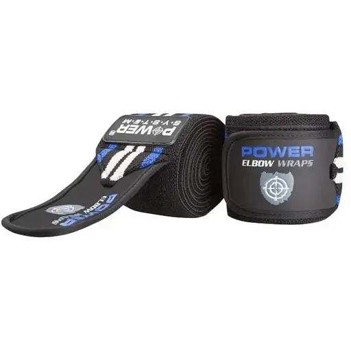 Бинти на лікоть Power System PS-3600 Elbow Wraps Blue/Black (пара) (PS-3600_Blue-Black) - фото 1