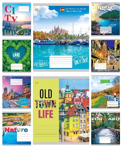 Зошити учнівські 48 аркушів клітинка Тверда Мікс ПМК, 10 шт. в упаковці