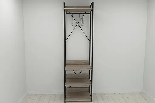 Шкаф Гардероб Уни секция 3 серии Конект Ferrum-decor 220x60x50см Черный металл ДСП Дуб Сонома Трюфель 32 мм (FRD-104526)