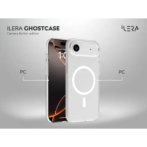 Чехол iLera GhostCase Camera Button with MagSafe для Apple iPhone Air Transparent ILGCAClCaBk17Air (150398) - фото 4