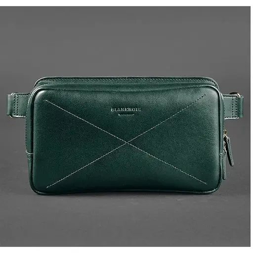 Шкіряна поясна сумка Dropbag Maxi зелена Krast - фото 1