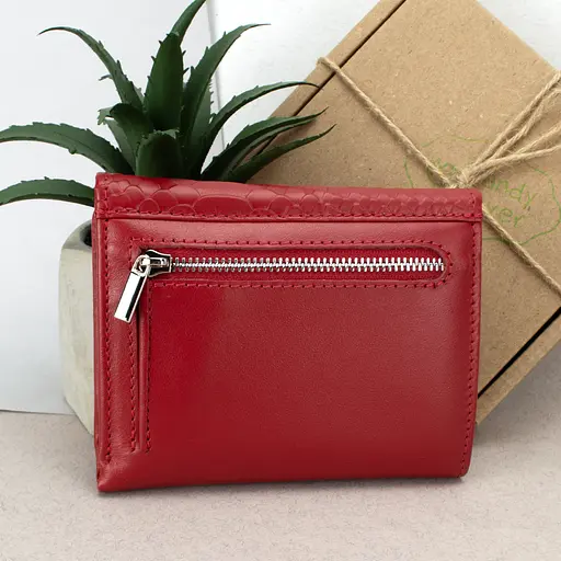 Гаманець жіночий шкіряний маленький Sabrina червоний пітон - фото 3