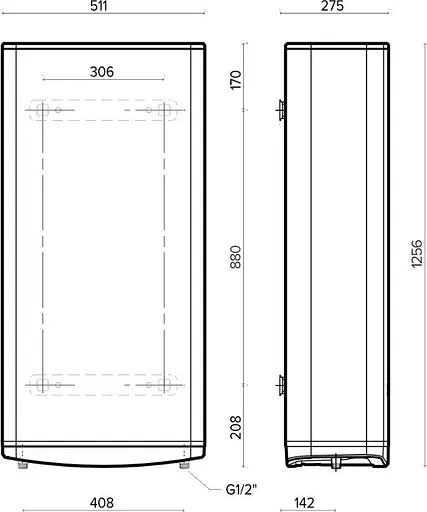 Ariston Водонагреватель электр. плоский слим VELIS TECH 100 EU, 100л, 2*1,5кВт, электронное управление, B, Италия, Серый - фото 3