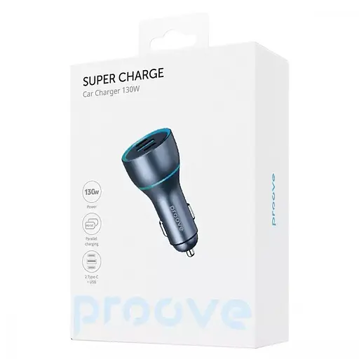 Автозарядное устройство Proove Super Charge 130 W (USB + 2*Type-C) 3 порта - фото 4