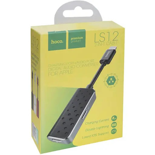 Адаптер перехідник Lightning Male to dual Lightning Female Hoco ls12