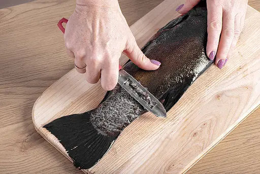 Ніж 2в1 економка овочечистка рибочистка великий з пластмасовою ручкою для очищення овочів та фруктів 20.5 см, Kitchette Червоний 83748 - фото 8