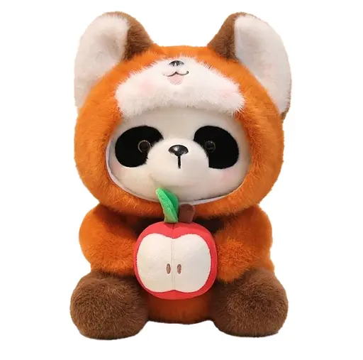 Мягкая игрушка "Панда" M 18550 высота 34см, капюшон, "держит" яблоко в лапках (6900077185508) - фото 1
