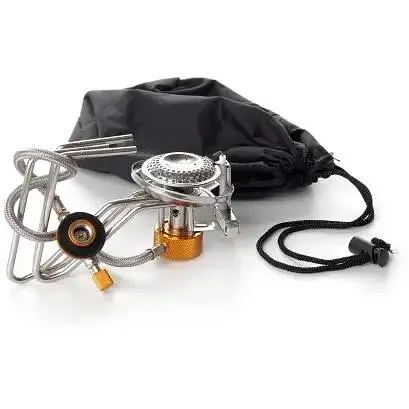 Газовий пальник Сила Павук портативний для кемпінгу зі шлангом та п'єзопідпалювачем 70х70х150 мм