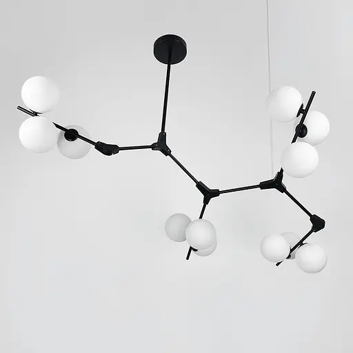 Черная люстра с 12 белыми плафонами 105х70 см Ст. BM 64/12 BK+WT | Line F - фото 8