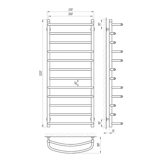 Водяна рушникосушка Laris Євромікс П12 500x1200 71207574, Хром - фото 2