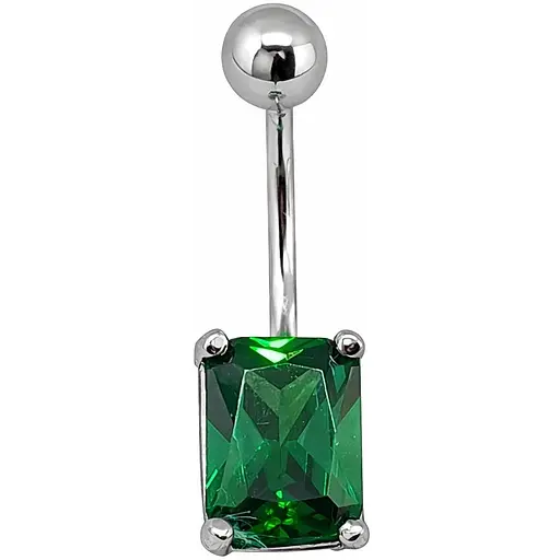 Серебряная серьга для пирсинга пупка с фианитами. 7028.4С - фото 1