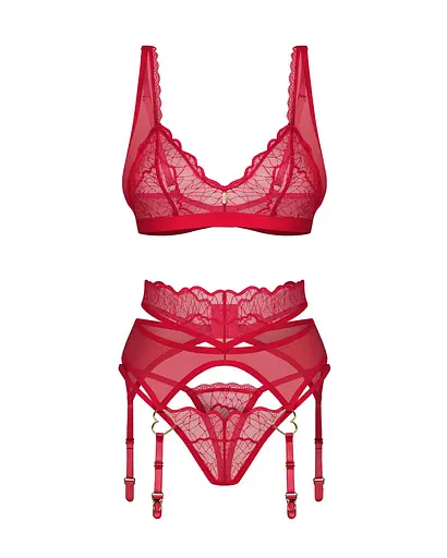 Комплект білизни Obsessive Cupide Desir S/M (червоний) - фото 4