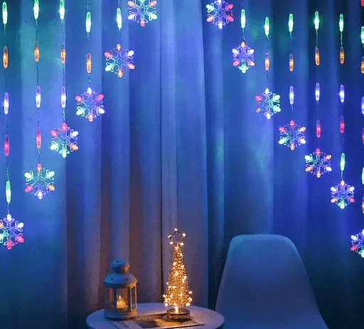 Гирлянда штора Арка 2.8х1.2м (снежинки) 152 Led Мульти