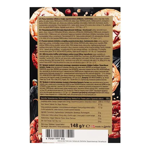 Конфеты Pure Chocolate Трюфели молоч шоколал крем начинка печенье 148 г - фото 2