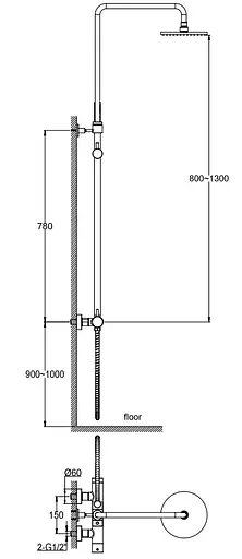 Душова система Kohlman Axel graphite з термостатом QW273AG, Графіт - фото 5