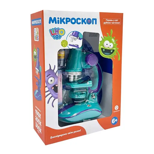 Дитячий мікроскоп Limo Toy SK 0006(Turquoise) світло, 19,5 см, 2 пробірки, скло - фото 2