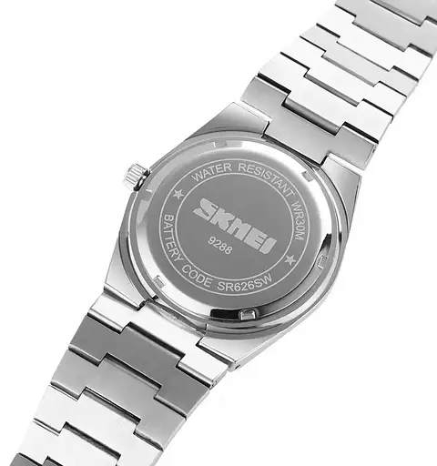 Чоловічий класичний годинник Skmei 9288 (Сріблястий з чорним циферблатом) - фото 7