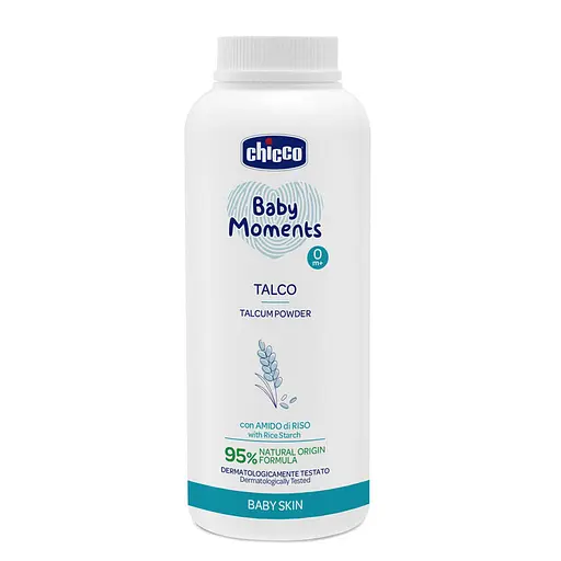 Тальк захисний Chicco Baby Moments з рисовим крохмалем 150 г (12258.00)