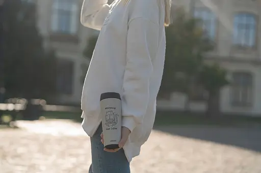 Термокухоль Ardesto Coffee Time Meowning 450 мл Бежева AR2645WC - фото 3