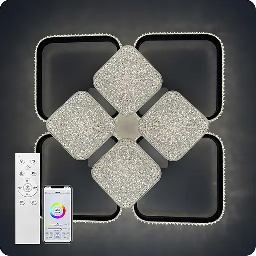 Люстра светодиодная 517 Light с пультом 192Вт Черный (02129) - фото 5