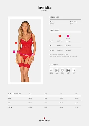 Корсет Obsessive Ingridia corSet & thong XS/S - фото 5