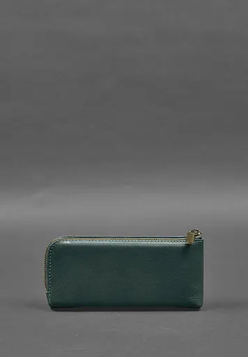 Кожаный портмоне-купюрник на молнии 14.0 зеленый - фото 7