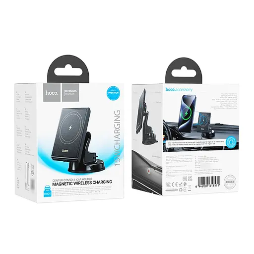 Автодержатель Hoco HW20 магнитный с беспроводной зарядкой 15W черный - фото 8