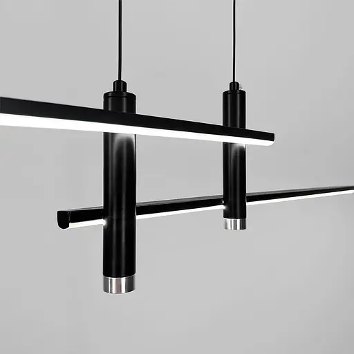 Видовжена люстра у чорному геометричному корпусі 120 см | Арт. K29-1200 BK | Line F - фото 3