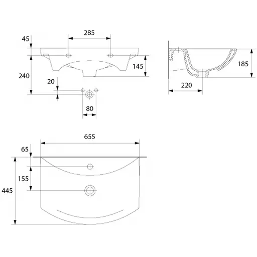 Умивальник меблевий Cersanit Omega 65 см K11-0003 30412 - фото 3
